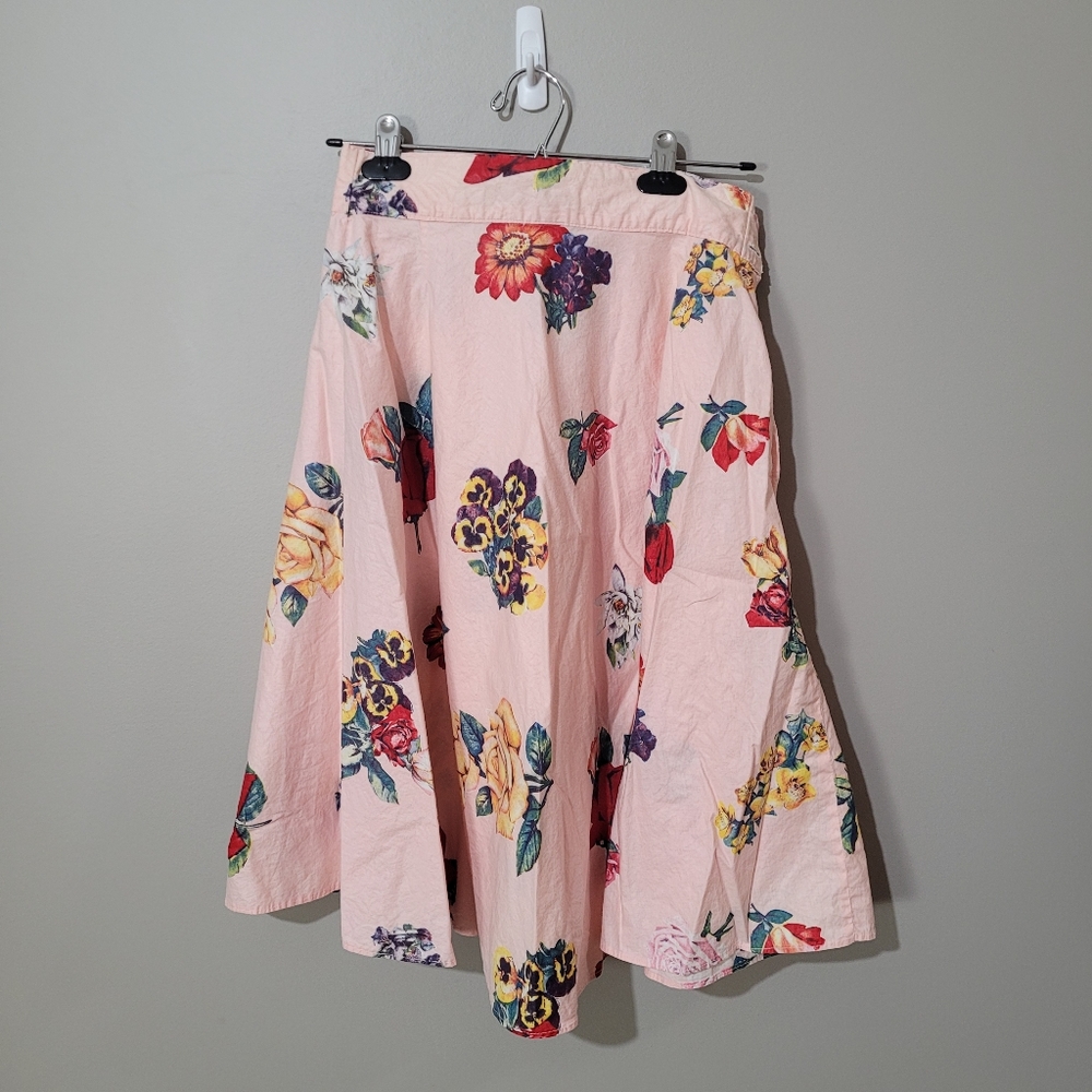 Vintage pink floral circle skirt retro handmade skirt